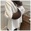 Trendige Minimalistische Rundnaht-Achseltasche aus Kunstleder Damen Hochwertige Einzel-Schulter-Handtasche