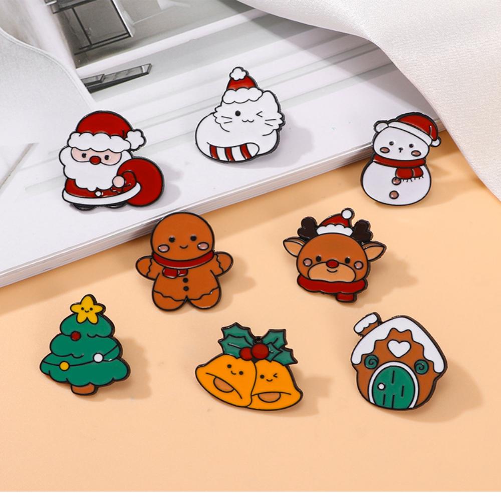 Cute Cartoon Christmas Day Enamel Brooch Creative Santa Claus Snowman Tree Lapel Pin Badge Backpack Clothing Hat Accessories