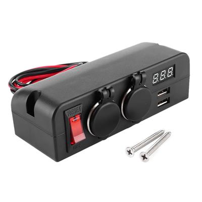 Cigar Lighter Socket Splitter 3 In 1 Multifunction USB Car Charger Voltmeter Power Adapter