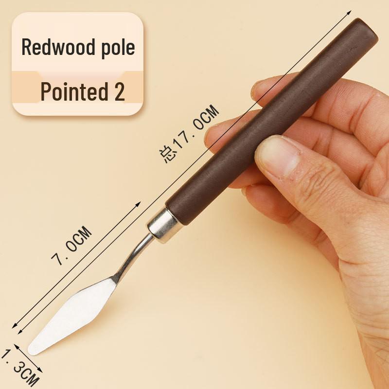 Stainless Steel Pigment Palette Knife Set for Oil Painting - Flat & Pointed Heads, Wooden Handles
