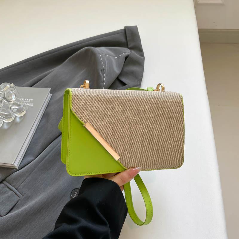 Popular Diagonal Light Luxury Design Sense New Contrasting Color Temperament Small Square Bag Casual High Value Single Shoulder Messenger Bag