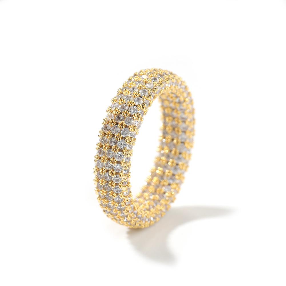 Gumeng new copper inlaid zircon full diamond ring hiphopins style personality simple men's ring tide