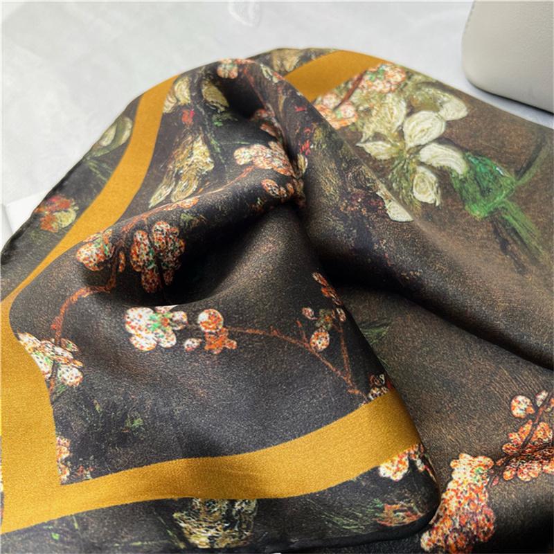 Bufanda de seda cuadrada de 110 x 110 cm, bufanda pequeña estampada a la moda para mujer, pañuelo para el cuello para oficina, pañuelo para el pelo para mujer, pañuelo tipo chal para mujer