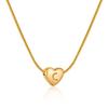 Plated Gold 18k Stainless Steel Heartshaped Alphabet Pendant Necklace For Women Fashionable And Versatile Snake Bone Lett Chain