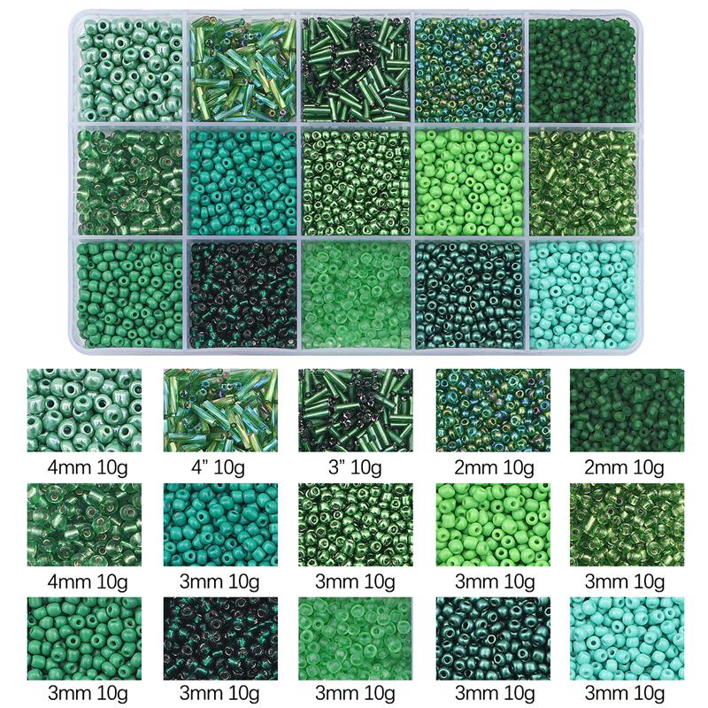 Seed Beads Kit Loose Bead Tube Beads Set with Box for DIY Jewelry Beaded Necklace Bracelet Earring Making Kit