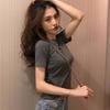 2026 Spring/Autumn Women's Korean Style Slim-Fit White Short-Sleeved T-Shirt Base Layer