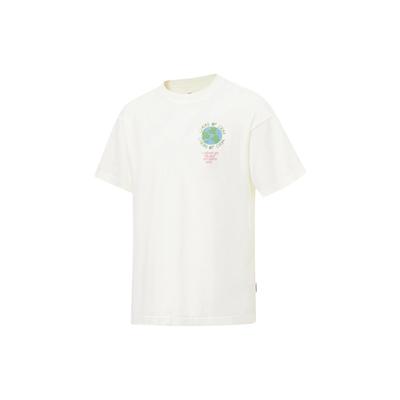 Li Ning Buchstabenprint Locker Rundhals Kurzarm T-Shirt Unisex Oberteile Off-White AHST153-4