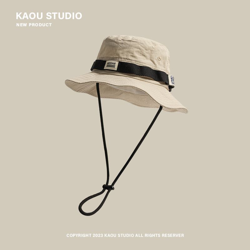 

Japanese Style Outdoor Travel Camping Bucket Hat Summer Sun-Proof Female Easiest for Match Trendy Male Sun Protection Hat Fishing Wide Brim Hat Trendy Beige Adjustable