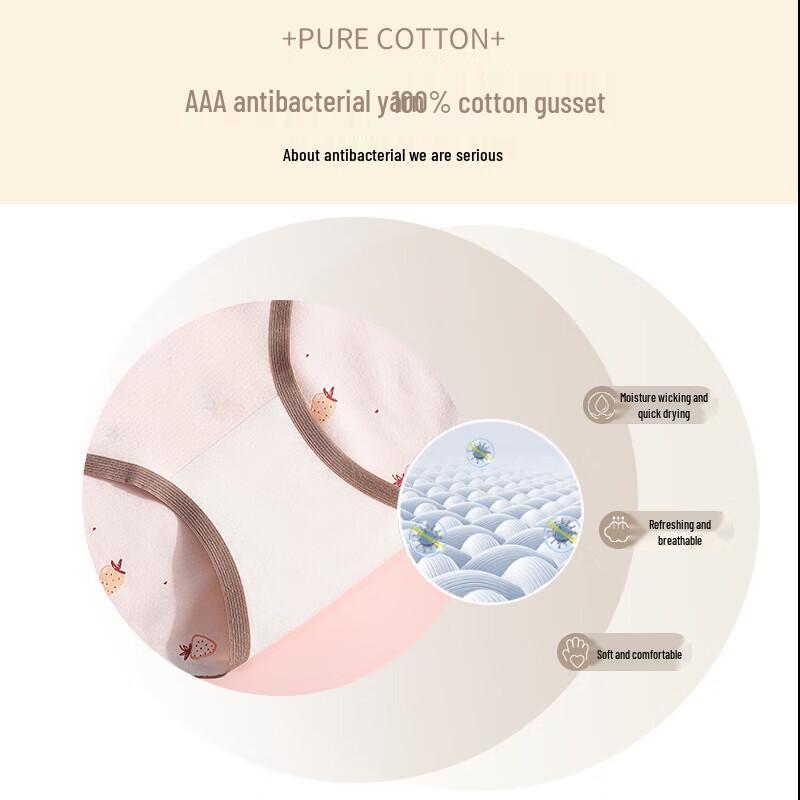 LANSWE Women's Pure Cotton Antibacterial Mid-Waist Seamless Briefs (3-Pack)