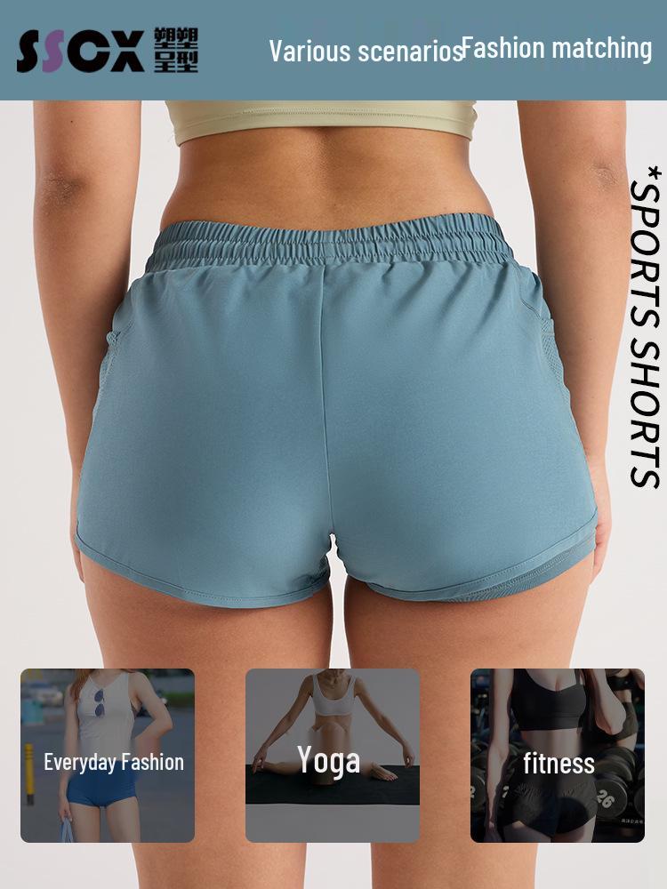 Women's Quick-Dry Mesh Yoga Shorts - Two-Piece, Anti-Exposure Design