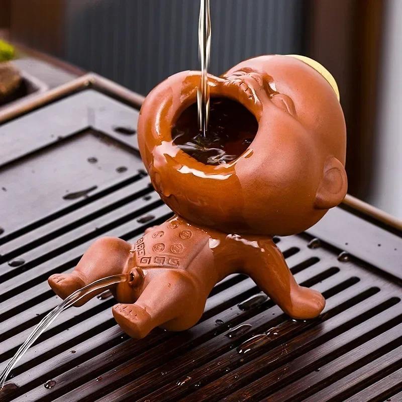 Kreativer Lila Ton Urin Kinder Teehaustier Heimpflege Teeständer Dekoration Lustige Urinpuppe Teespiel Kung Fu Teezubehör