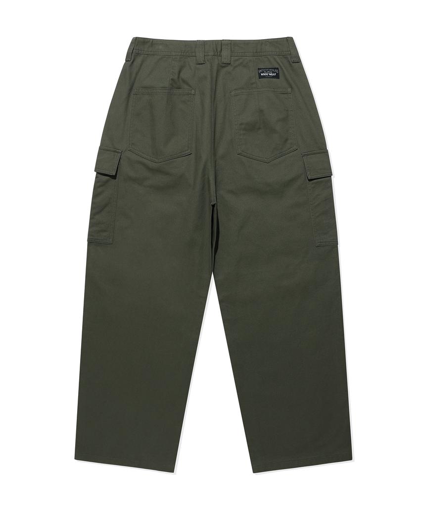 WACKY WILLY Balloon Fit Cotton Cargo Pants Olive Green
