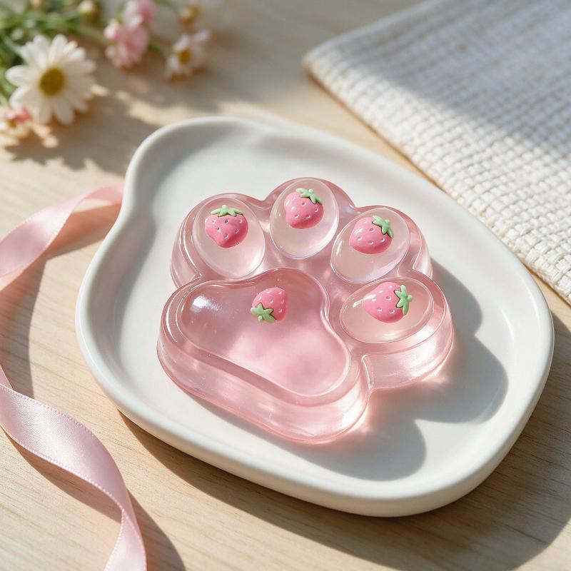 Pink Strawberry Cat Paw Giant Slow Rebound Squishy Toy Cute Decompression Stress Ball Party Favors For Daily Play
