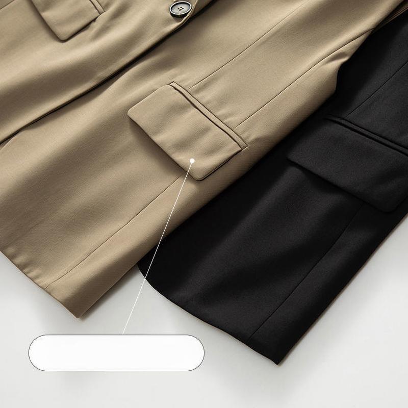 Elegante Fashionável Minimalista Estiloso Roupa Exterior Feminina Tendência Estilo Coreano Blazer Conjunto Colete Fibra de Poliéster