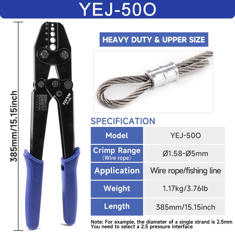 Eight-character Aluminum Buckle Crimpers for Single-strand Steel Wire Ropes (0.0039" - 0.0866"); Fishing Tackle Aluminum Sleeve Crimpers; YEJ Series
