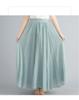 2024 Japan & Korea Loose Cotton-Linen Elastic Waist Midi Skirt – Solid Color A-line Swing Skirt