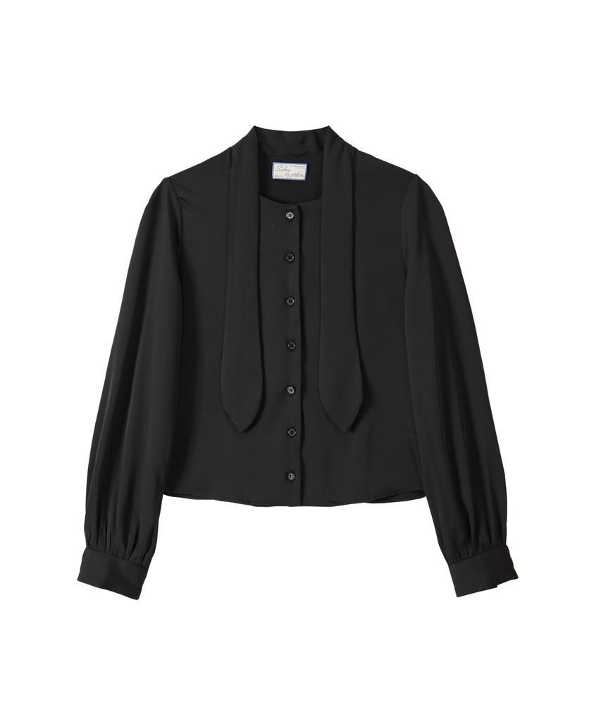 SALON DE YOHN Silky Tie Blouse_ Black