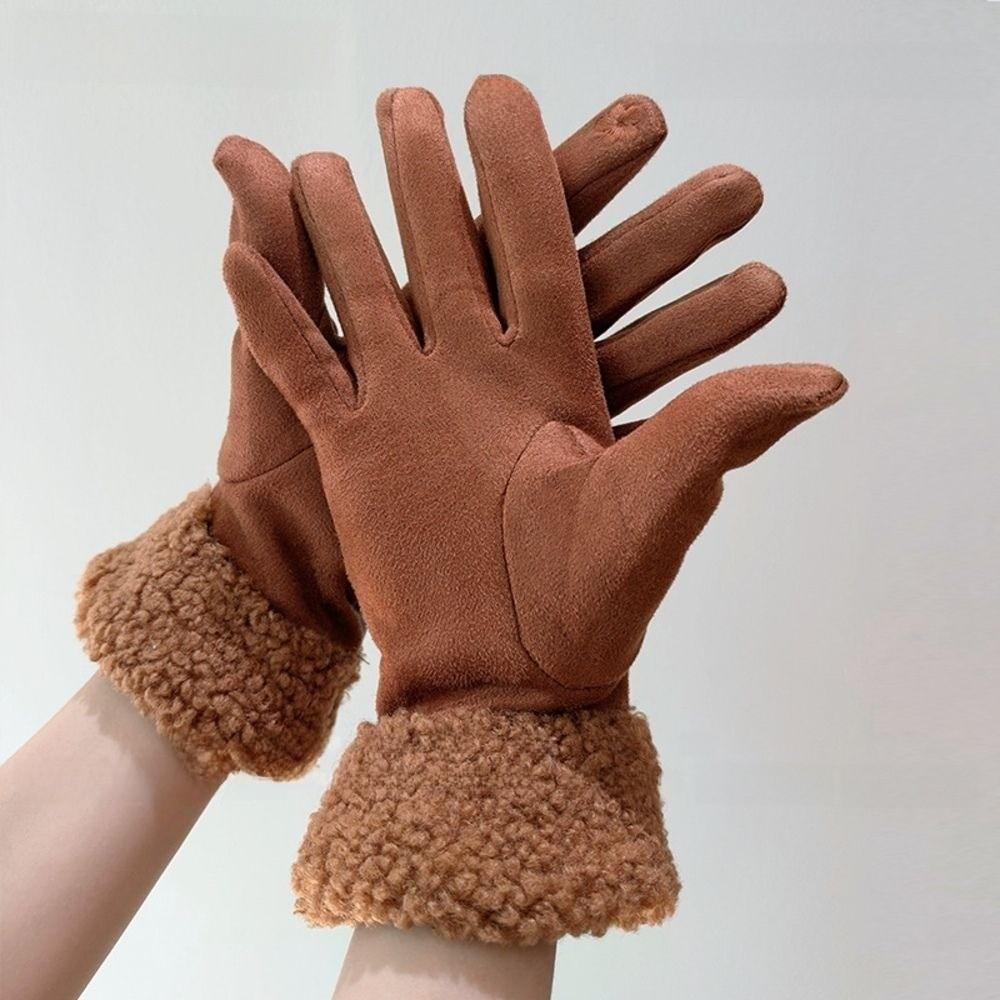 Warm Touch Screen Gloves Thick Thermal Winter Gloves Retro Fleece Lined Gloves  Commuting