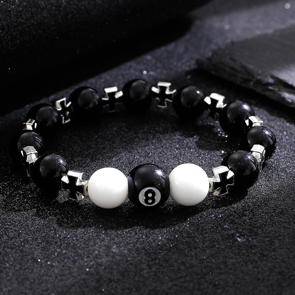 Obsidian Cross Bracelet Live Broadcast Hot-selling Chinese Black Eight Billiard Bracelet Gift Student Party Beaded Bracelet