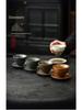 Handmade Jianzhan Coarse Pottery Teacup Set with Hammered Pattern - Retro Ceramic Kung Fu Tea Cup & Coaster