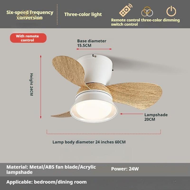 24 Inches Six-speed Electric Ceiling Fan Light Nordic Dining Room Ceiling Fan Light Lamp Frequency Conversion Chandelier Fan