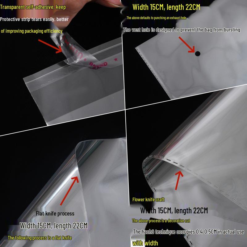 Transparent OPP Self-Adhesive Bag for Clothes, 10x18 Cm, Flat, Self-Sealing Packaging