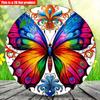 2D Flat 20*20cm1pc Vintage Style Butterfly with Rainbow Wings Design Hanging Wooden Art Decorative Plates, Decorative Signage Applicable To Bedroom