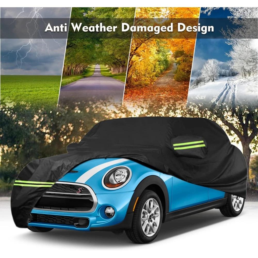 For 2002-2021 Mini Cooper/Cooper S Waterproof Car Cover Fit Accessories with Door Zipper for Sun Rain Snow UV Dust Protection 7E