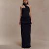 Women's new French sexy tube top hip skirt vacation wind streamer pleated European and American dress wholesale