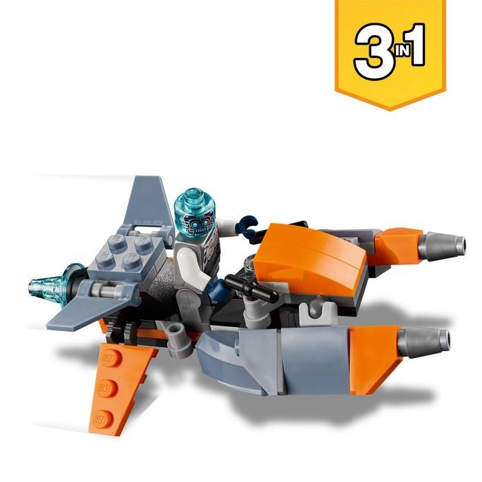 LEGO Creator Cyber Drone 31111 – Toy Block Set – Airplane – 6+ Years – Gray/Black/Orange