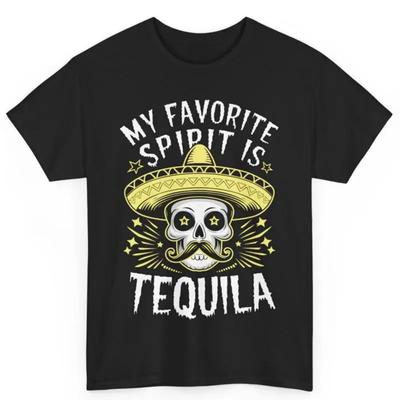 Halloween Moim Ulubionym Alkoholem Jest Tequila Czaszka Cinco De Mayo Bawełniana Koszulka
