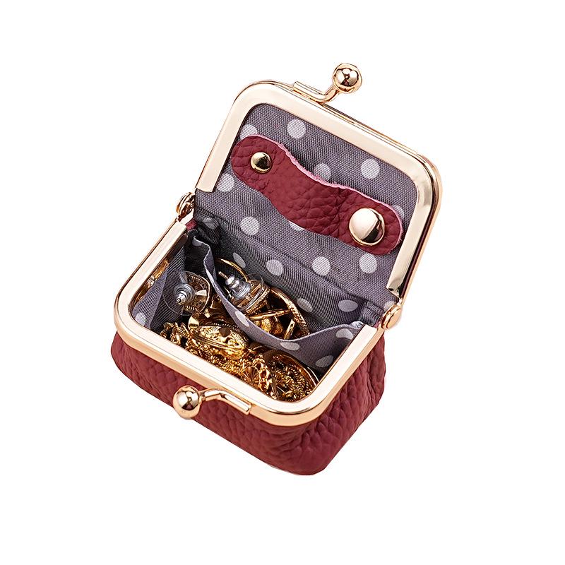 Genuine Leather Mini Jewelry Box for Women's Earrings, Gold Rings, and Earphones
