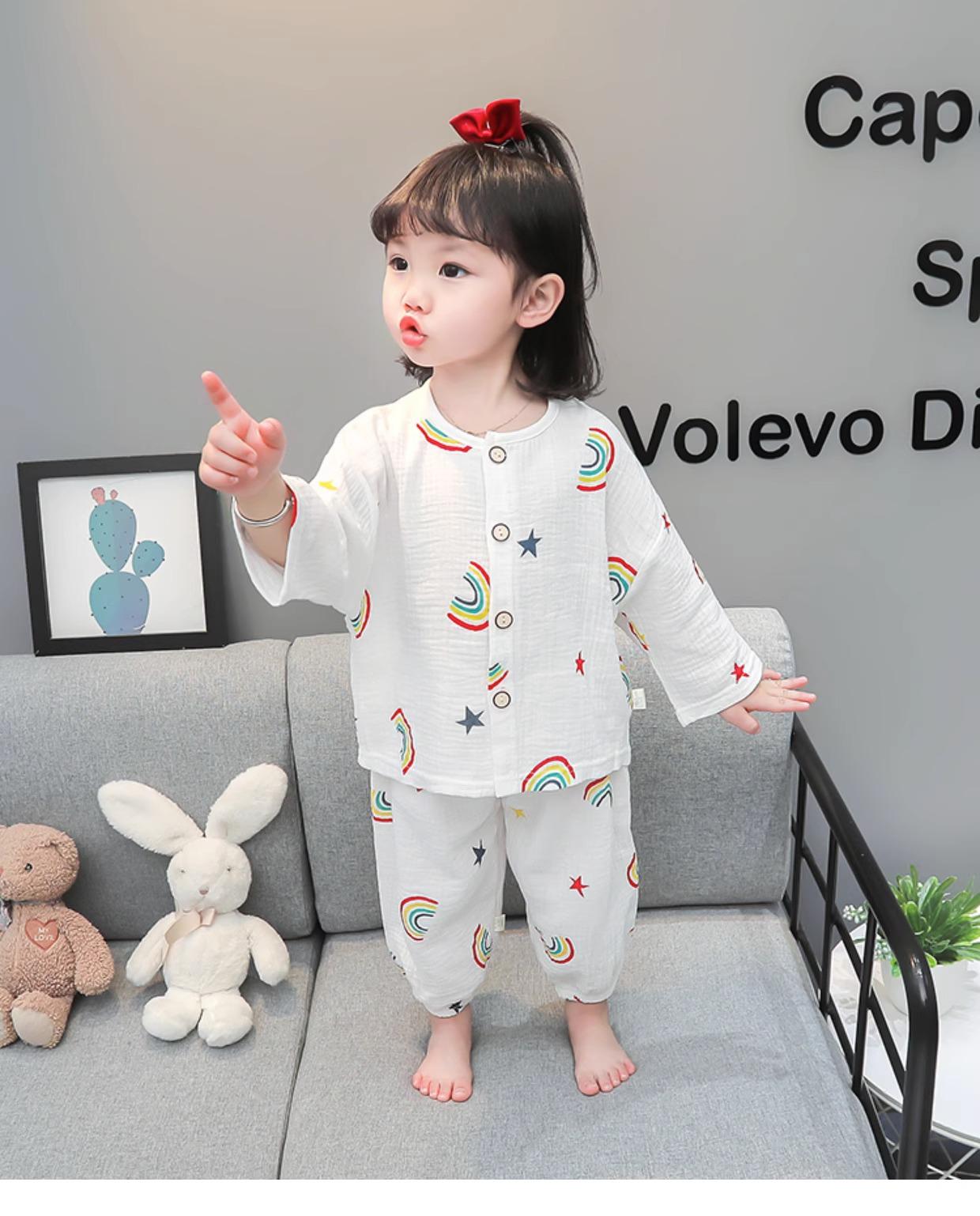 

Пижама Baby Bear из хлопка с длинными рукавами - дышащий марлевый костюм для детей (Весна осень) 80 cm