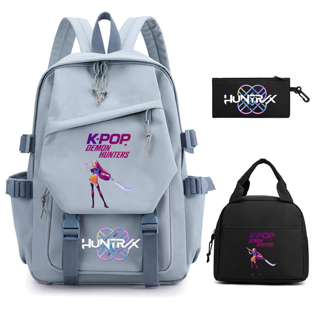 3 Stück/Set Anime Cartoon Kpop Dämonenjäger Bedruckter Rucksack für Teenager Kinder Schüler Große Kapazität Schultasche Mädchen Geschenk Damen Reisetasche Mochila