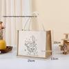 Hand-Painted Graffiti Canvas Tote Bag - Yellow Linen Logo Pattern