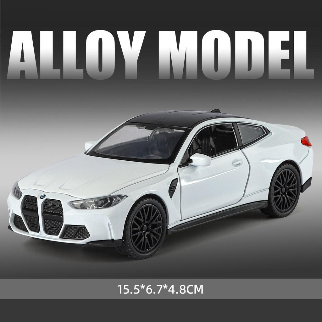 1:32 Scale M8 M4 Sports Car Model Toy Wheel Steering Doors Opened Supercar Sound Light Miniature Models Gifts for Children