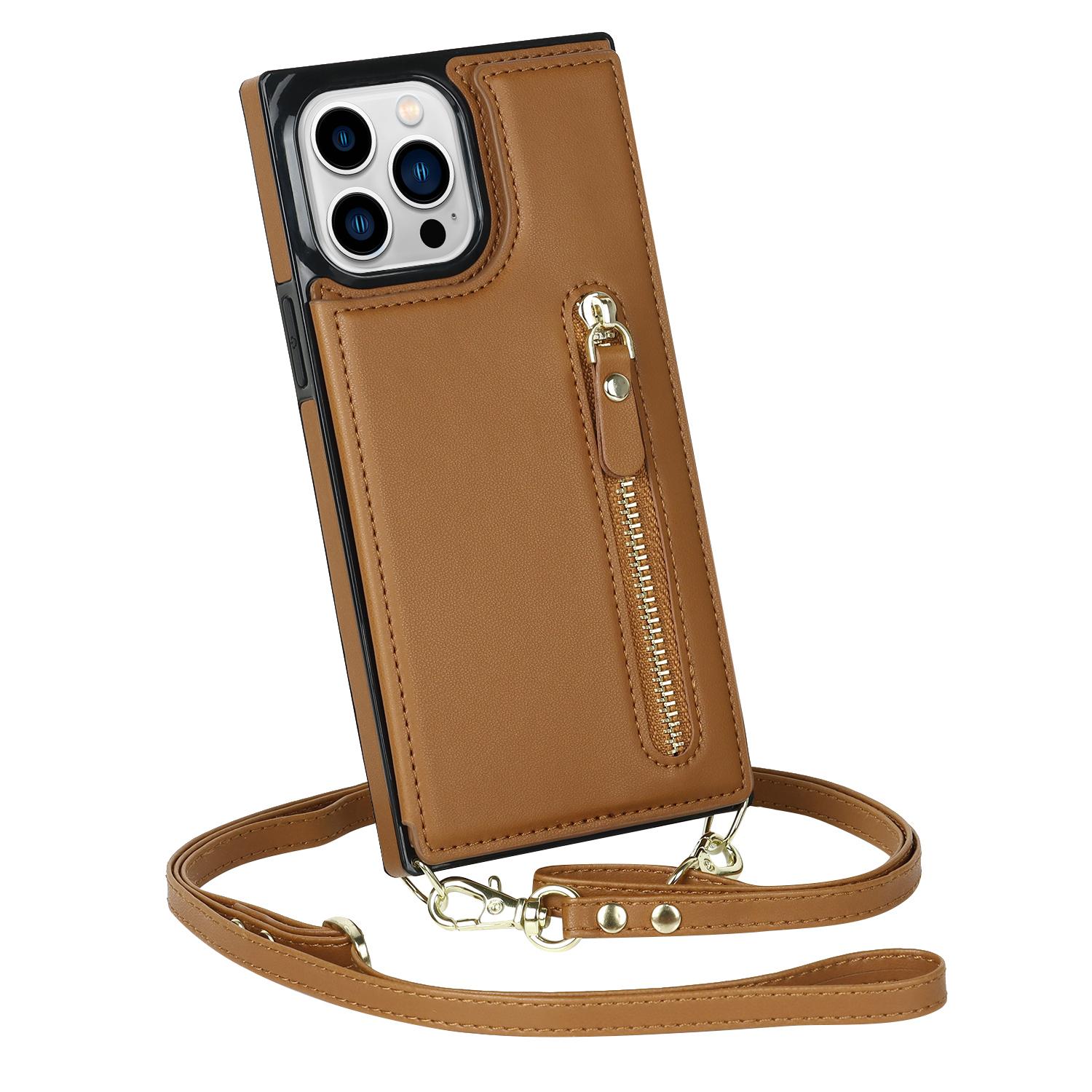 

Crossbody Lady Phone Case For iPhone 6 7 8 Plus XR X XS Max 11 12 13 14 Pro max Samsung S21 Ultra Leather Wallet Card Slots Magnetic Shock Сумка Чохол For Galaxy S9 коричневий