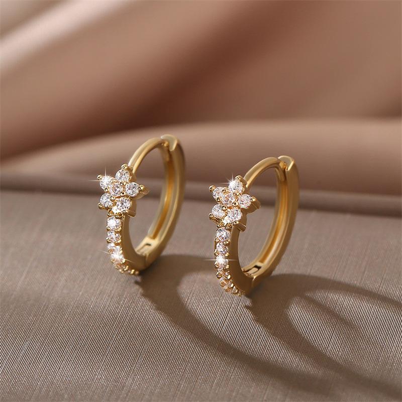 

Fashion Stainless Steel Zircon Star Hoops Earrings for Women Vintage Crystal Zirconia Circle Earrings Punk Unisex Rock Jewelry