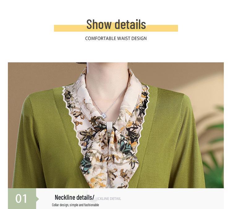 Mom's 2026 Stylish Spring T-Shirt: Faux Two-Piece Autumn Blouse for Middle-Aged Women