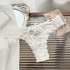 Lace Bow Sexy Thong Transparent Women's Lingerie Low Waist Flower Embroidery Mesh Perspective Hollowed Panties Briefs