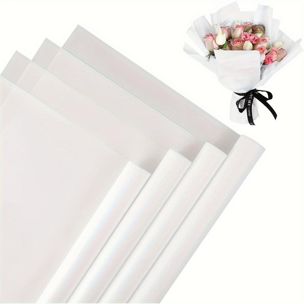 20 de coli de hârtie pentru săculeți de flori de 22,8 * 22,8 inch - hârtie impermeabilă pentru săculeți de flori, hârtie de împachetat cadouri de nuntă și ziua de naștere DIY ((alb))