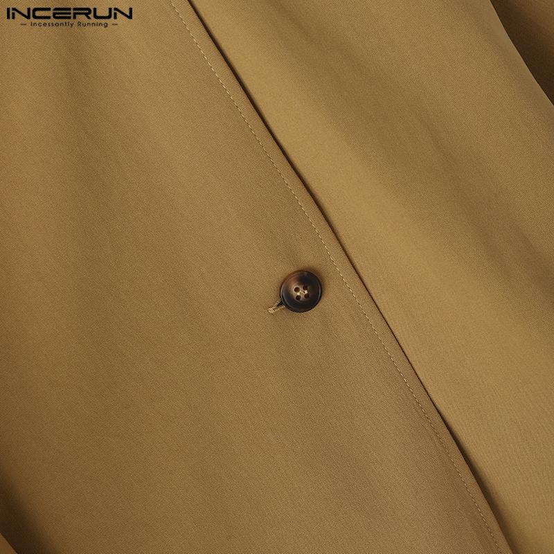 INCERUN Men Long Sleeve Stand Neck Irregular Layers Cropped Blazer Coats