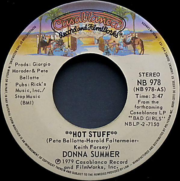 

7inch Record DONNA SUMMER Hot Stuff NB978 Casablanca 1979 Canada SoulFunk Used