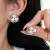 Elegant French Retro Rhinestone & Pearl Stud Earrings - Exquisite Silver Needle Niche Design