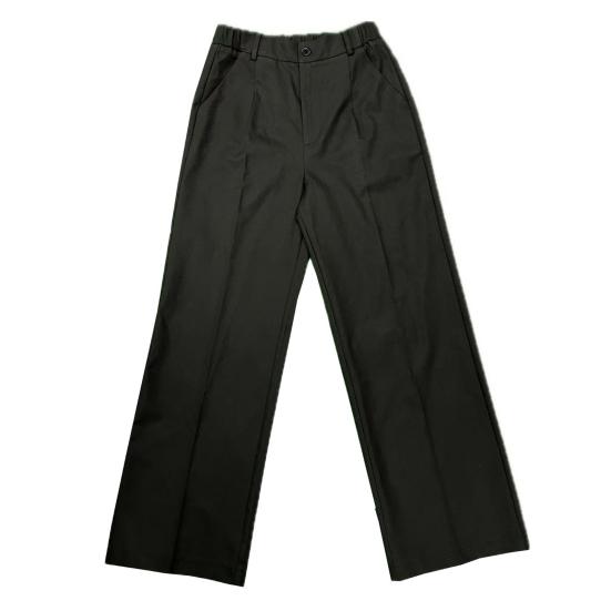 Women Suit Pants Button Zipper Trousers with Pockets Closure High Waist Long Solid Color Straight Wide