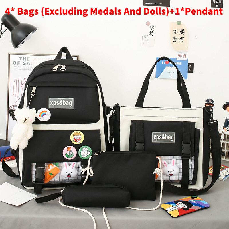 Bag Xps Letter Print Backpack With Pendant Large Capacity Schoolbag Kids Gift