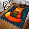 Retro Fox and Flowers Print Carpet for Bedroom Living Room Bedside Sofa Floor Mat Modern Home Decor Area Rug for Gifts