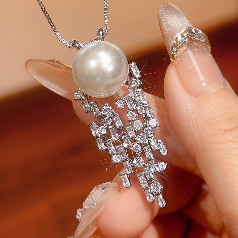Necklace Pearl Imitation Natural Nanyang Gray Elegant Australian White Versatile Fashion High-end Women s Style