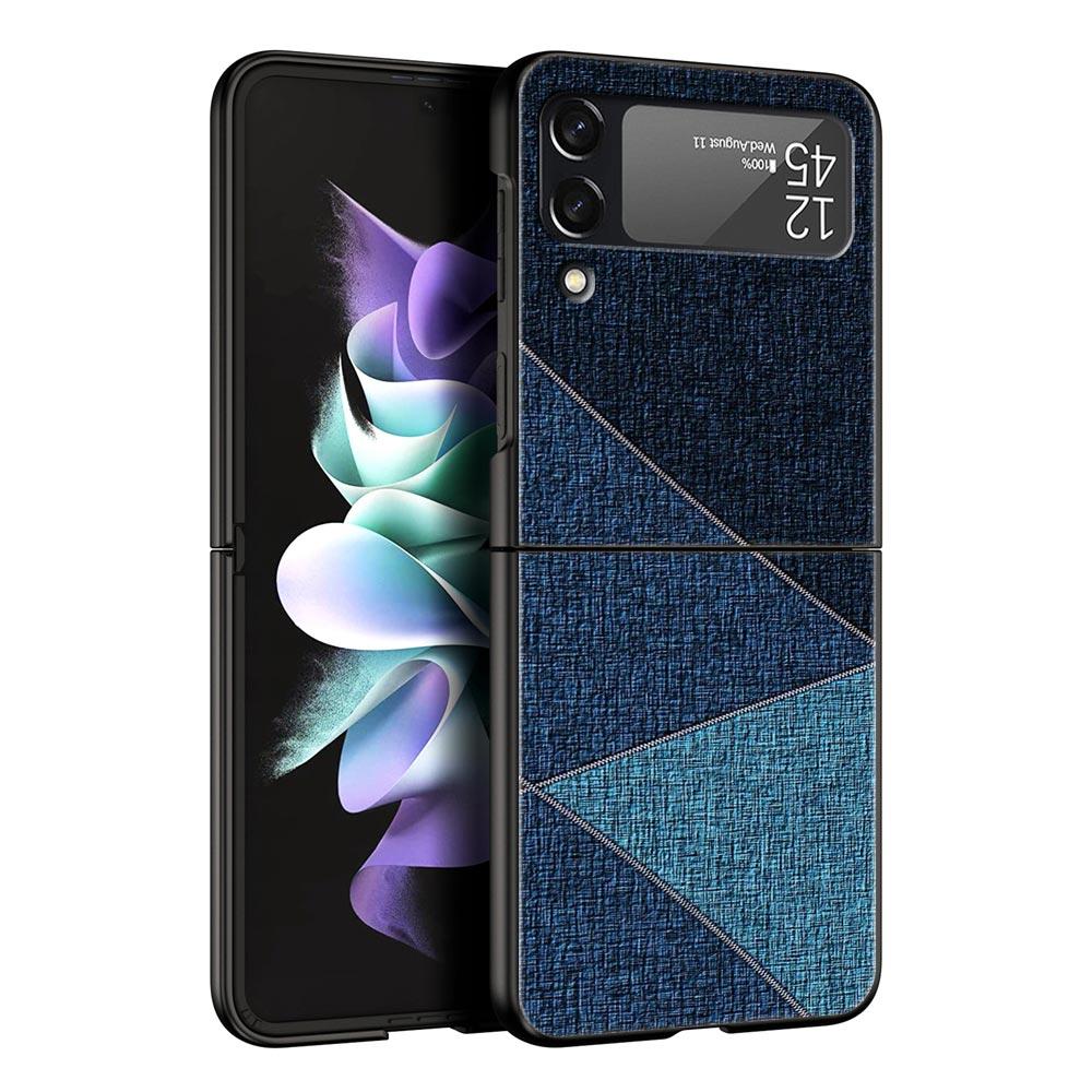 Leather Cloth Pattern Hard PC Phone Case For Samsung Galaxy Z Flip 7 6 5 4 Black Cover For Galaxy Z Flip 3 Foldable Fundas Shell