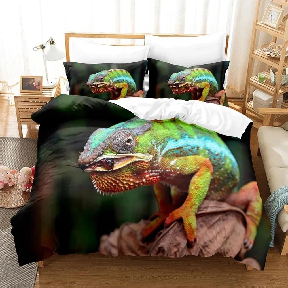 3D The Chameleon Bedding Sets Duvet Cover Set With Pillowcase Twin Full Queen King Bedclothes Bed Linen